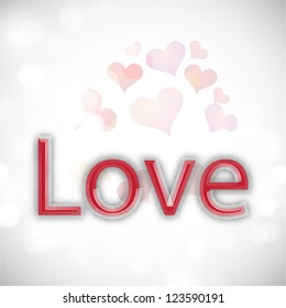 Tarjeta de amor o tarjeta de saludo con texto Amor. EPS 10.