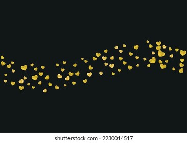 Love Card. Handdrawn Poster For Party. Luxury Frame. Gold Retro Backdrop. Random Border For Woman. Golden Special Concept. Yellow Love Card.