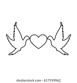 love card with heart and doves