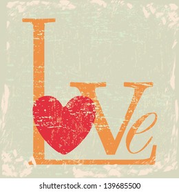 Love card with heart over grunge background