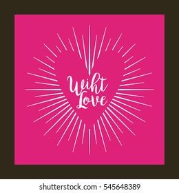 with love card with heart shape over pink background. colorful design. vector illustration
