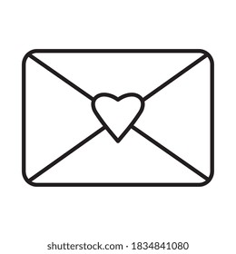 Love card with heart sticker and line style icon design of Passion romantic valentines day wedding decoration and marriage theme Vector illustration