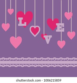 Love card with hearts.