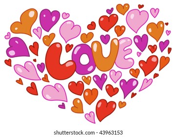 Love card with hearts