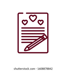 Love card with hearts and pencil design of Passion romantic valentines day wedding decoration and marriage theme Vector illustration