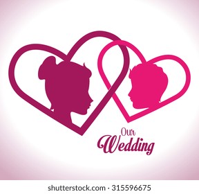 Love card with hearts and pink details design, vector illustration eps 10.