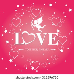 Love card with hearts and pink details design, vector illustration eps 10.