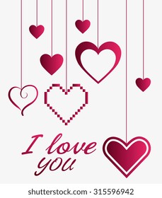 Love card with hearts and pink details design, vector illustration eps 10.