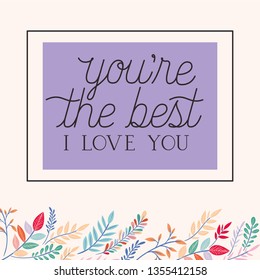 love card with herbs drawn frame