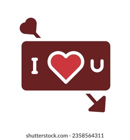 Love card icon solid brown red style valentine illustration vector element and symbol perfect.