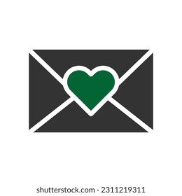Love card icon solid grey green style valentine illustration vector element and symbol perfect. - Shutterstock ID 2311219311