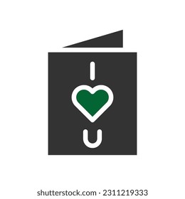 Love card icon solid grey green style valentine illustration vector element and symbol perfect.