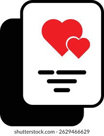 Love card icon. a card with two hearts on it. Happy Easter greeting card, design in trendy style

