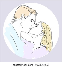 Love card with kissing couple