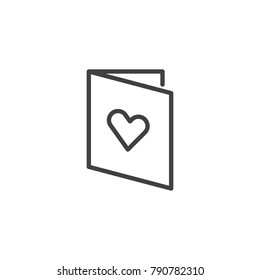 Love card line icon, outline vector sign, linear style pictogram isolated on white. Valentine love letter symbol, logo illustration. Editable stroke