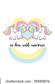 love card with lovely unicorns