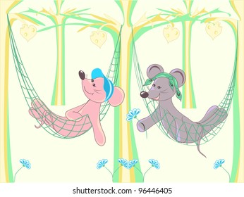 Love card  with lovers animals