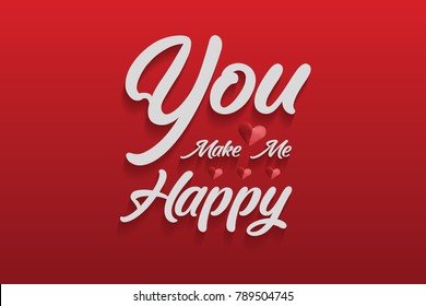 Love Card on Red background, Valentines Day typography poster with handwritten, calligraphy text, Vector Illustration