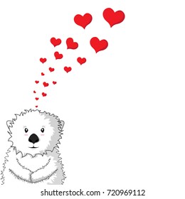 Love card Otter with hearts vector