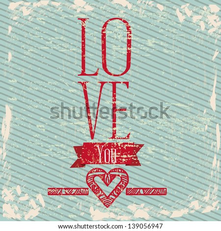 Love card over blue background vector illustration