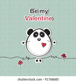 Tarjeta de amor con oso panda, ilustración del día de San Valentín
