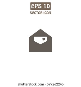 Love card template with envelopes Vector Icon. 