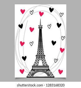 Love Card. Torre Eiffel Vector Illustration