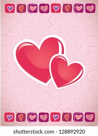 Love card with two hearts in signal of love vector illustration