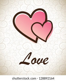 Love card with two hearts vector illustration