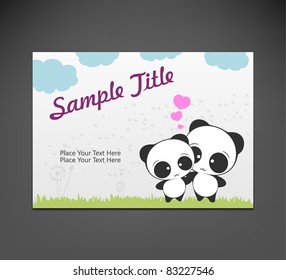 Love card with two pandas