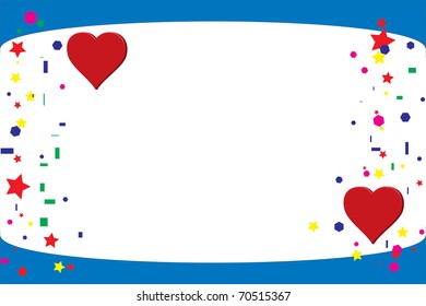 Love card two red heart on white background