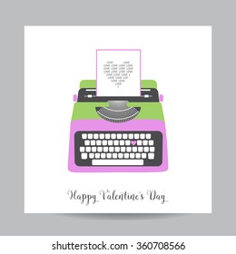 Love Card with Typewriter - Wedding, Valentine's Day, Invitation - in vector 