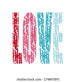 Love card. Typographic background. 