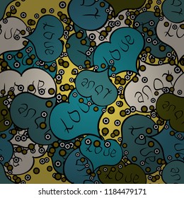 Love card. Love and unusual designs. Vector illustration. Our love is happy. Seamless pattern colorful summer style label illustration with nice elements.
