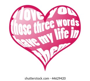 Love Card for Valentines Day. Single Heart "Declaration of love". Vector illustration, version eps8