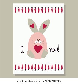 Love card vector illustration with cute banny