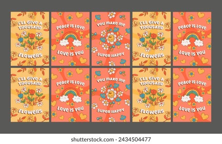 Conjunto de diseño plano de ilustración vectorial de tarjeta de amor