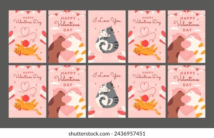 love card vector illustration flat design set