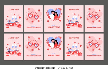 love card vector illustration flat design set