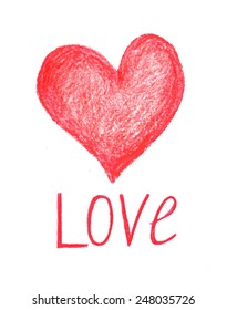 Love card vector is painted watercolor pencils