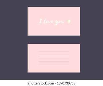 Love card I love you. Declaration of love. Two sided.