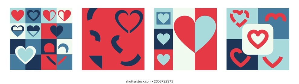 Love cards, posters, covers set. Background with hearts pattern.