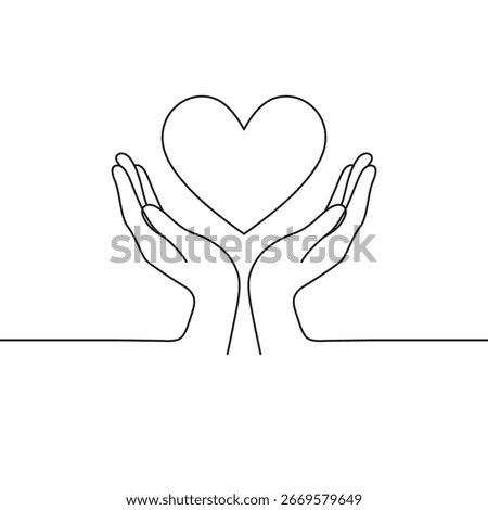 Love and Care Continuous Line Drawing. Giving a Heart Symbol
