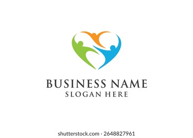 Love Care Family Logo in Heart Shape Design.