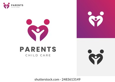 Love Care Family logo icon design. human group with hearts graphic symbol for happy family logo illustration