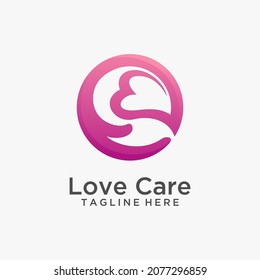 Love care with hand logo design illustration