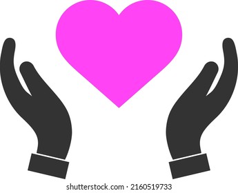 Love care hands vector illustration. Flat illustration iconic design of love care hands, isolated on a white background.