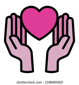Love care icon outline vector. Charity work. Help social