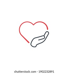 Love and Care icon Vector Logo Template Illustration Design. Put your hand on the hart. swear or vow icon. Stock Vector