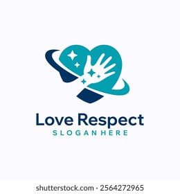 Love care logo design template. Heart with hands concept. Creative vector symbol.